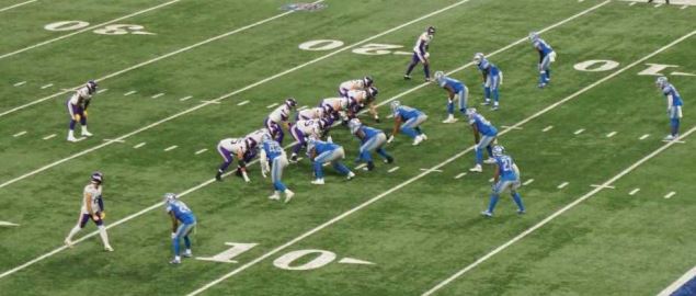 Vikings in the redzone vs the Lions in 2018 divisional game on the road.