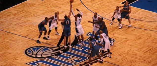 Opening tip-off at Amway Center for a regular season NBA game of the Orlando Magic.