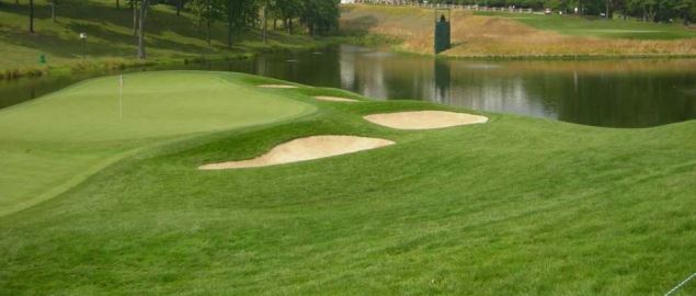 The 18th green of the Congressional Country Club's Blue Course, site of the 2011 US Open.